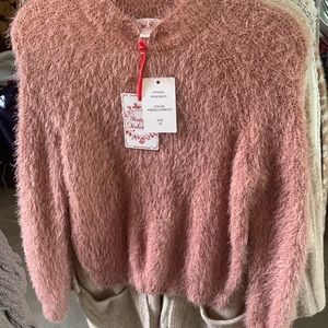 Pink eyelash Sweater NWT